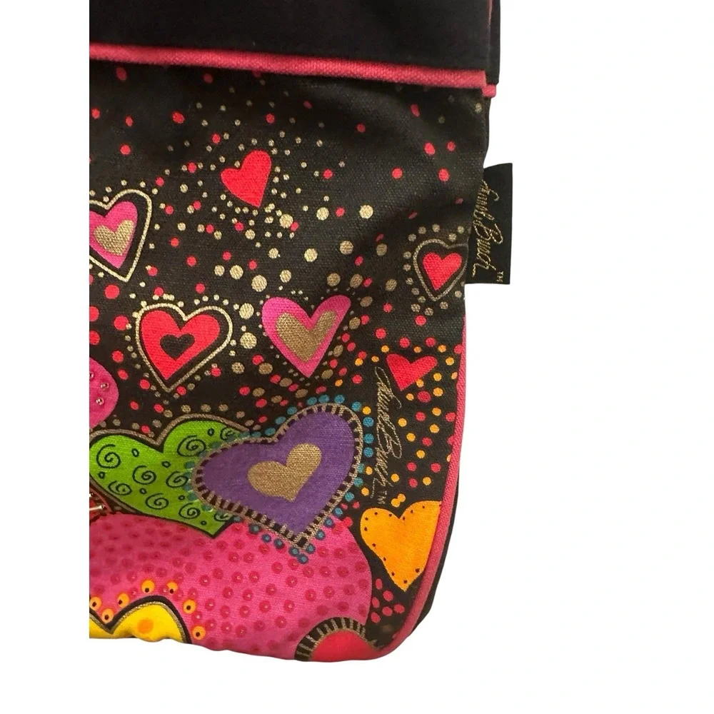 Laurel Burch Colorful Hearts Purse Crossbody Beaded Sequin Canvas Y2K NEW